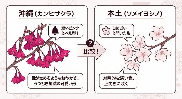 寒緋桜とソメイヨシノの違い