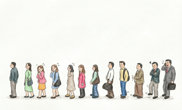 不満そうな人たち